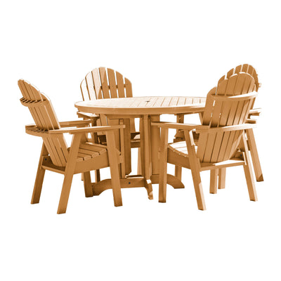 Commercial Grade 5 Pc Muskoka Adirondack Dining Set with 48” Table Sequoia Professional Toffee 