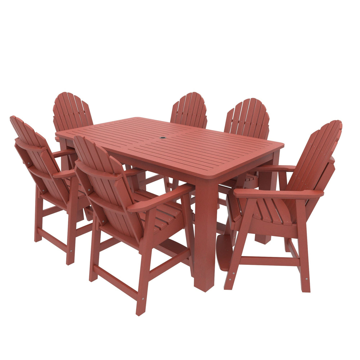 Muskoka 7pc 42x72 Counter Bistro Dining Set Dining Sequoia Professional Rustic Red 