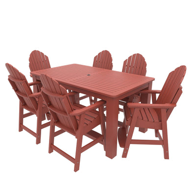 Muskoka 7pc 42x72 Counter Bistro Dining Set Dining Sequoia Professional Rustic Red 