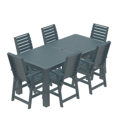 Glennville 7pc 42x84 Counter Dining Set Dining Sequoia Professional Nantucket Blue 