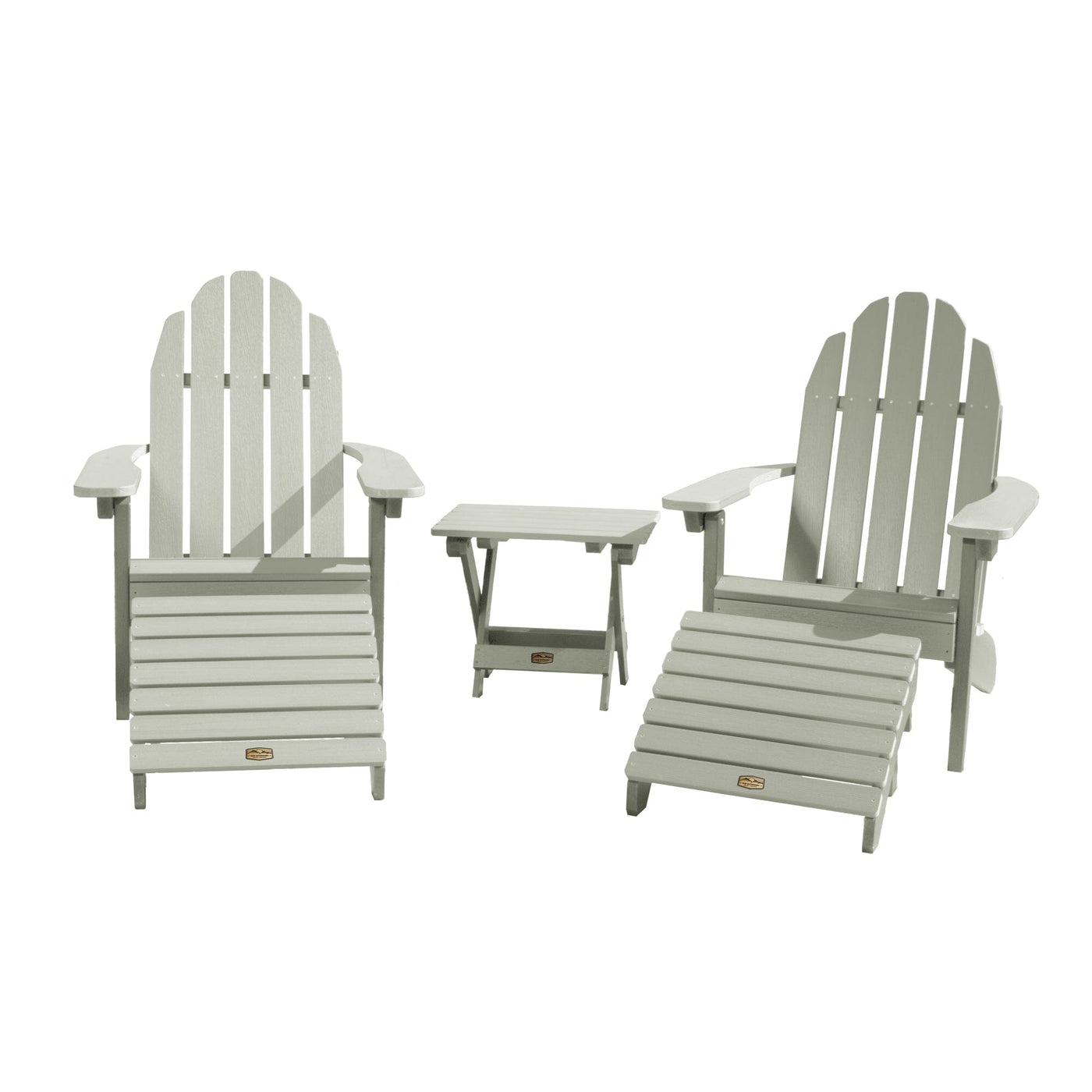 2 Essential Adirondack Chairs with Folding Side Table & 2 Folding Ottomans Kitted Sets ELK OUTDOORS® Eucalyptus 