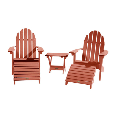 2 Essential Adirondack Chairs with Folding Side Table & 2 Folding Ottomans ELK OUTDOORS® Rustic Red 
