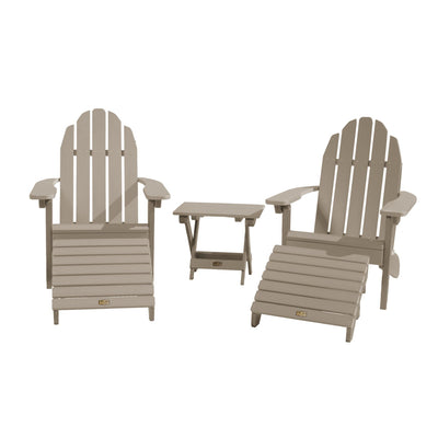 2 Essential Adirondack Chairs with Folding Side Table & 2 Folding Ottomans Kitted Sets ELK OUTDOORS® Woodland Brown 