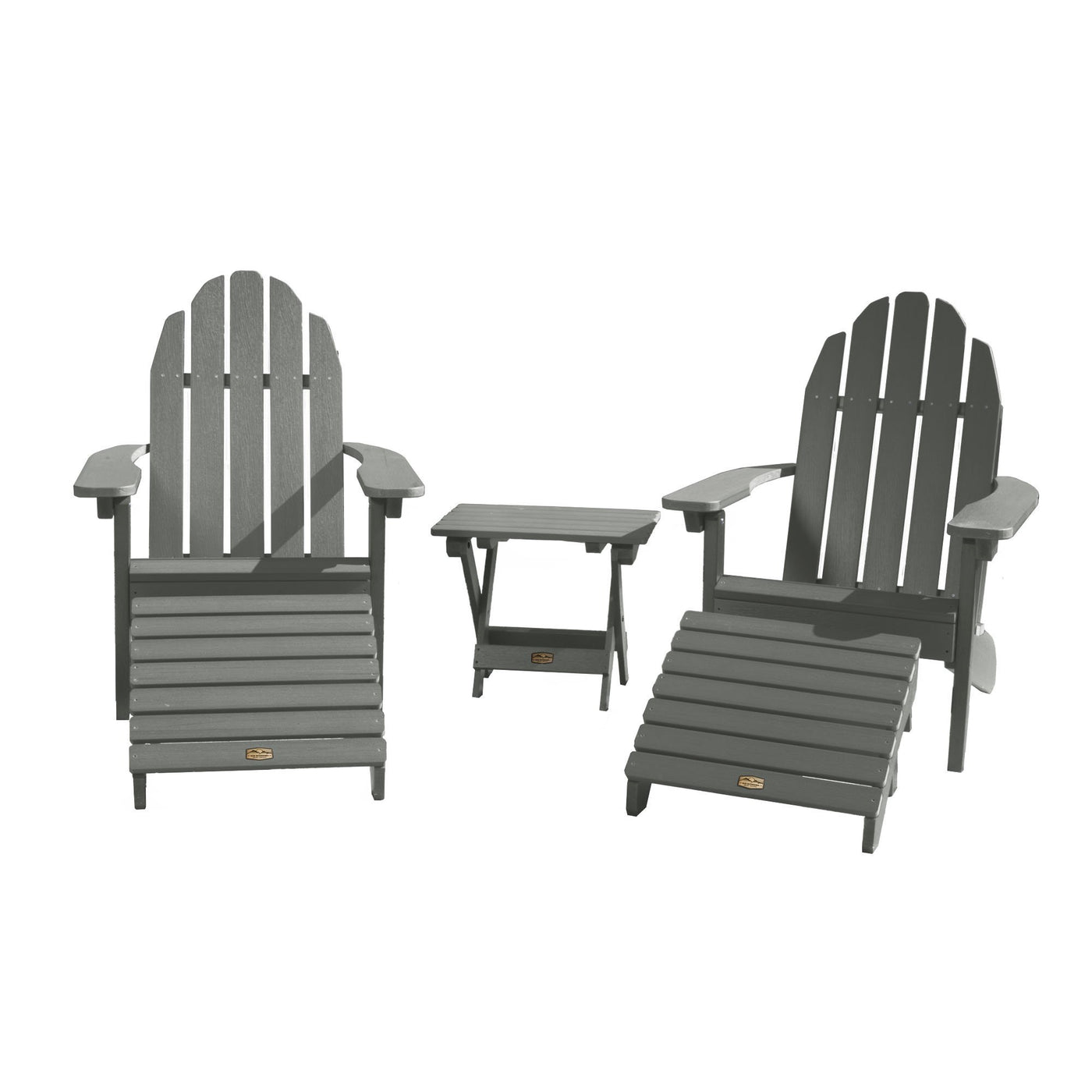 2 Essential Adirondack Chairs with Folding Side Table & 2 Folding Ottomans ELK OUTDOORS® Gray 