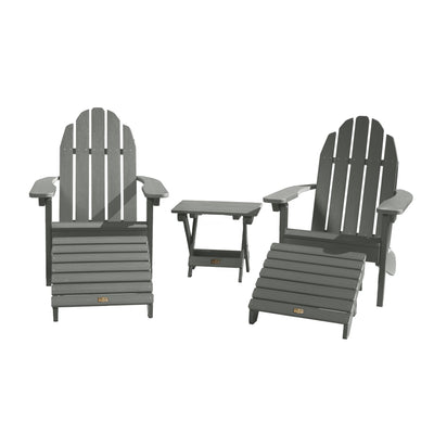2 Essential Adirondack Chairs with Folding Side Table & 2 Folding Ottomans ELK OUTDOORS® Gray 