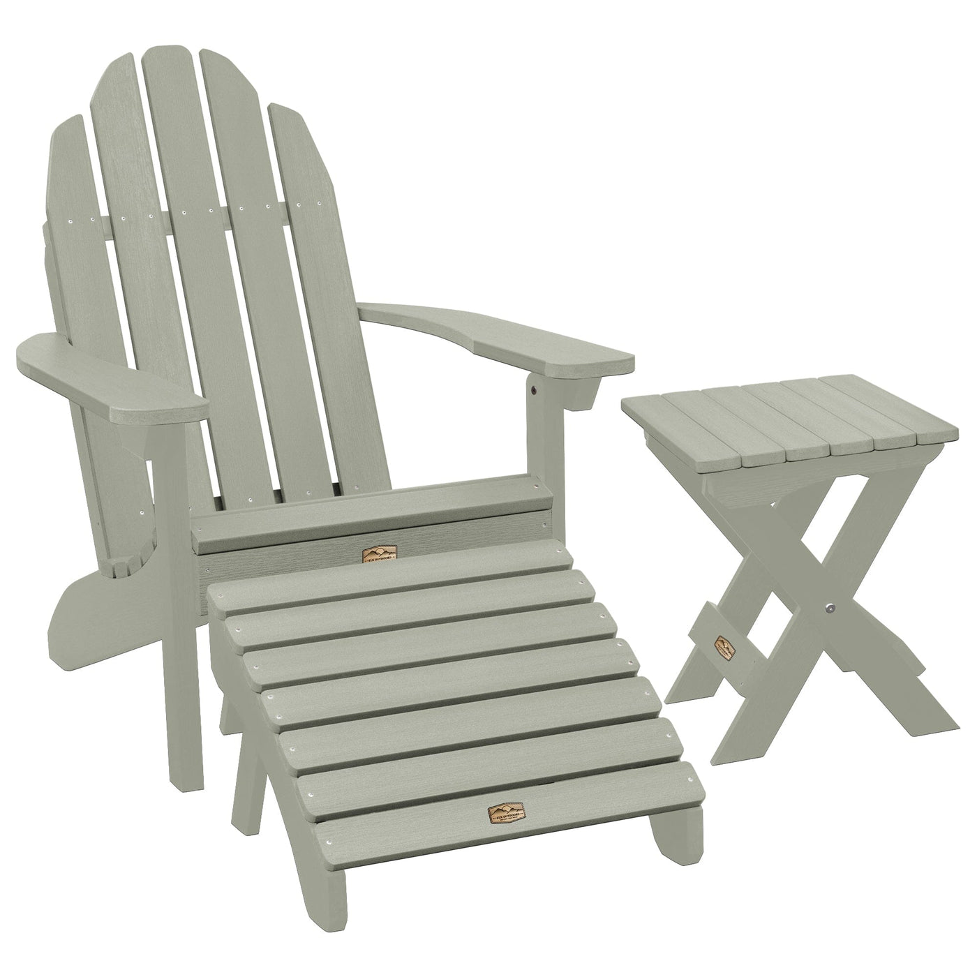 Essential Adirondack Chair with Ottoman & Folding Side Table Adirondack Chairs ELK OUTDOORS® Eucalyptus 