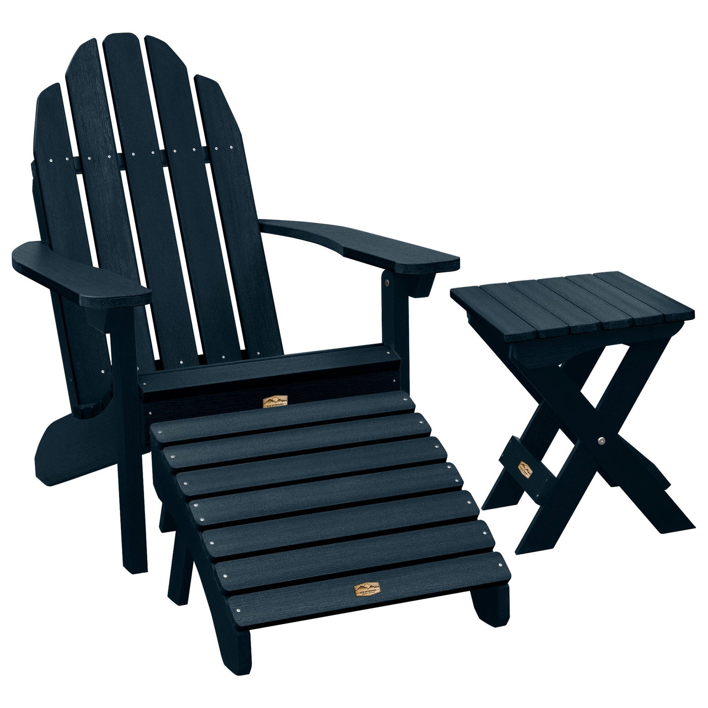 Essential Adirondack Chair with Ottoman & Folding Side Table ELK OUTDOORS® Federal Blue 