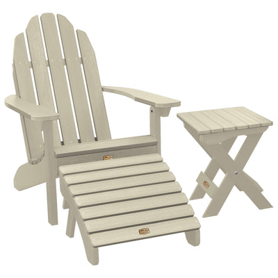 Essential Adirondack Chair with Ottoman & Folding Side Table ELK OUTDOORS® Whitewash 