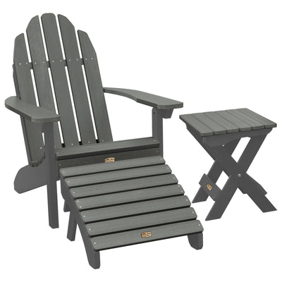 Essential Adirondack Chair with Ottoman & Folding Side Table ELK OUTDOORS® Gray 