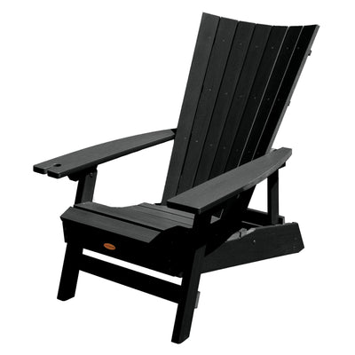 Refurbished Manhattan Beach Adirondack Chair with Wine Glass Holder Highwood USA Black 