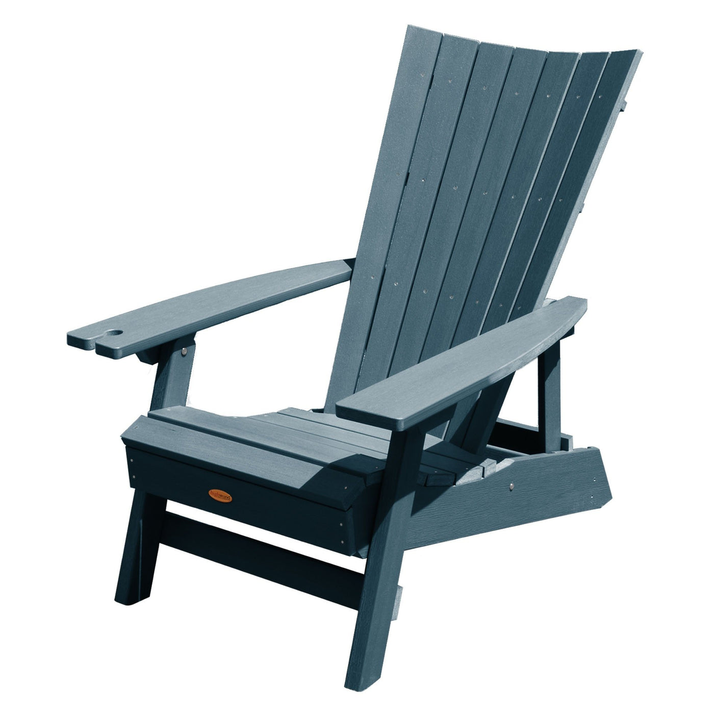 Refurbished Manhattan Beach Adirondack Chair with Wine Glass Holder Highwood USA Nantucket Blue 
