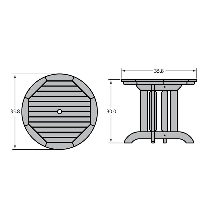Refurbished Round 36in Diameter Dining Table Highwood USA 