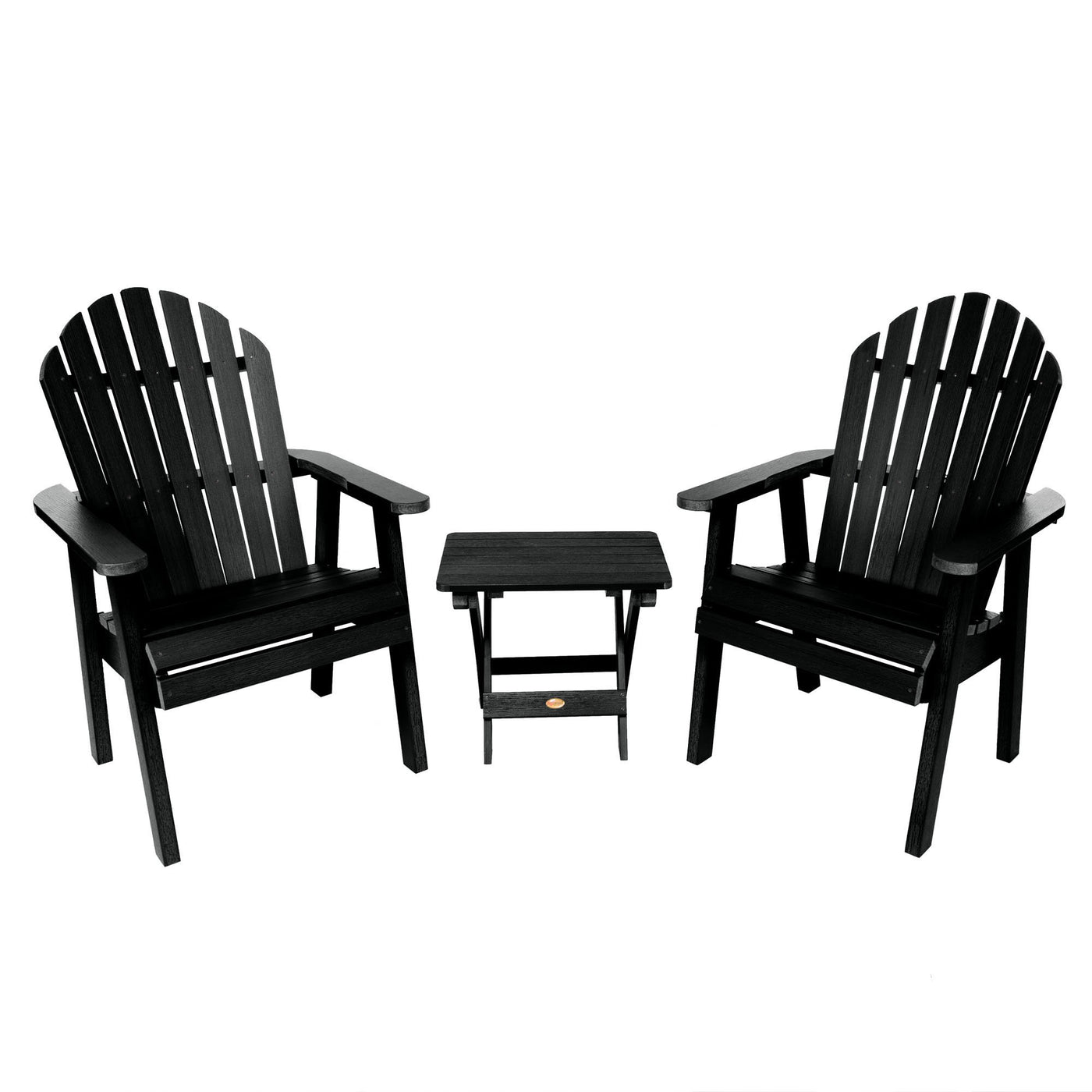 2 Hamilton Deck Chairs with Folding Side Table Highwood USA Black 