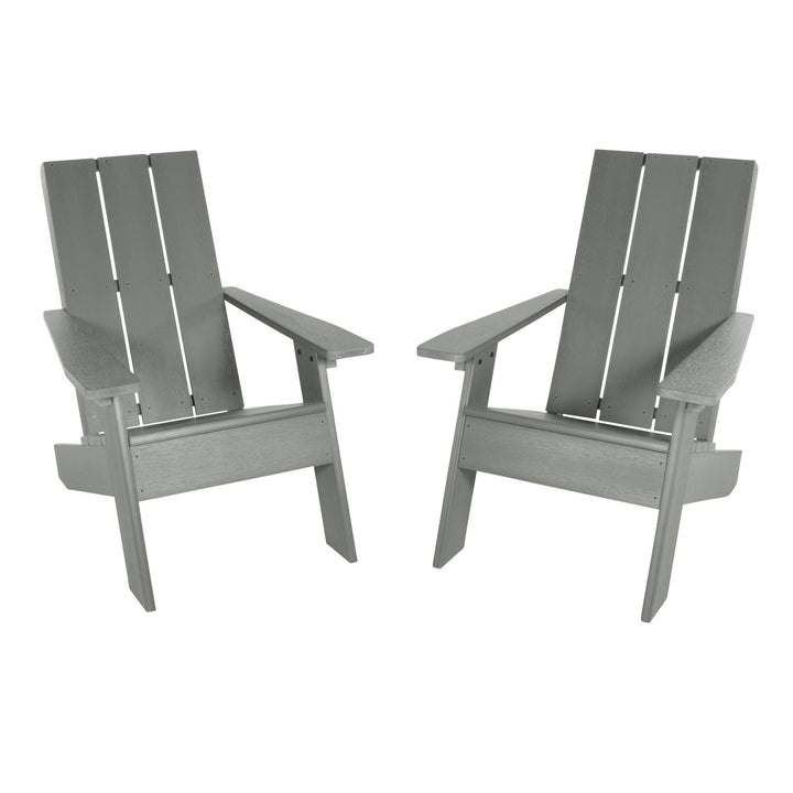 Two Italica Adirondack chairs in Coastal Teak Gray. 