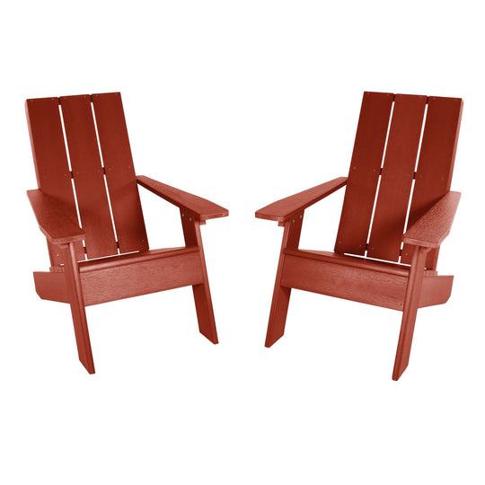 Two Italica Adirondack chairs in Rustic Red 