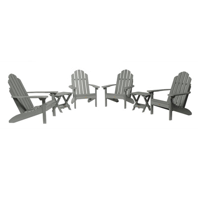 4 Classic Westport Adirondack Chairs with 2 Folding Side Tables Highwood USA Coastal Teak 