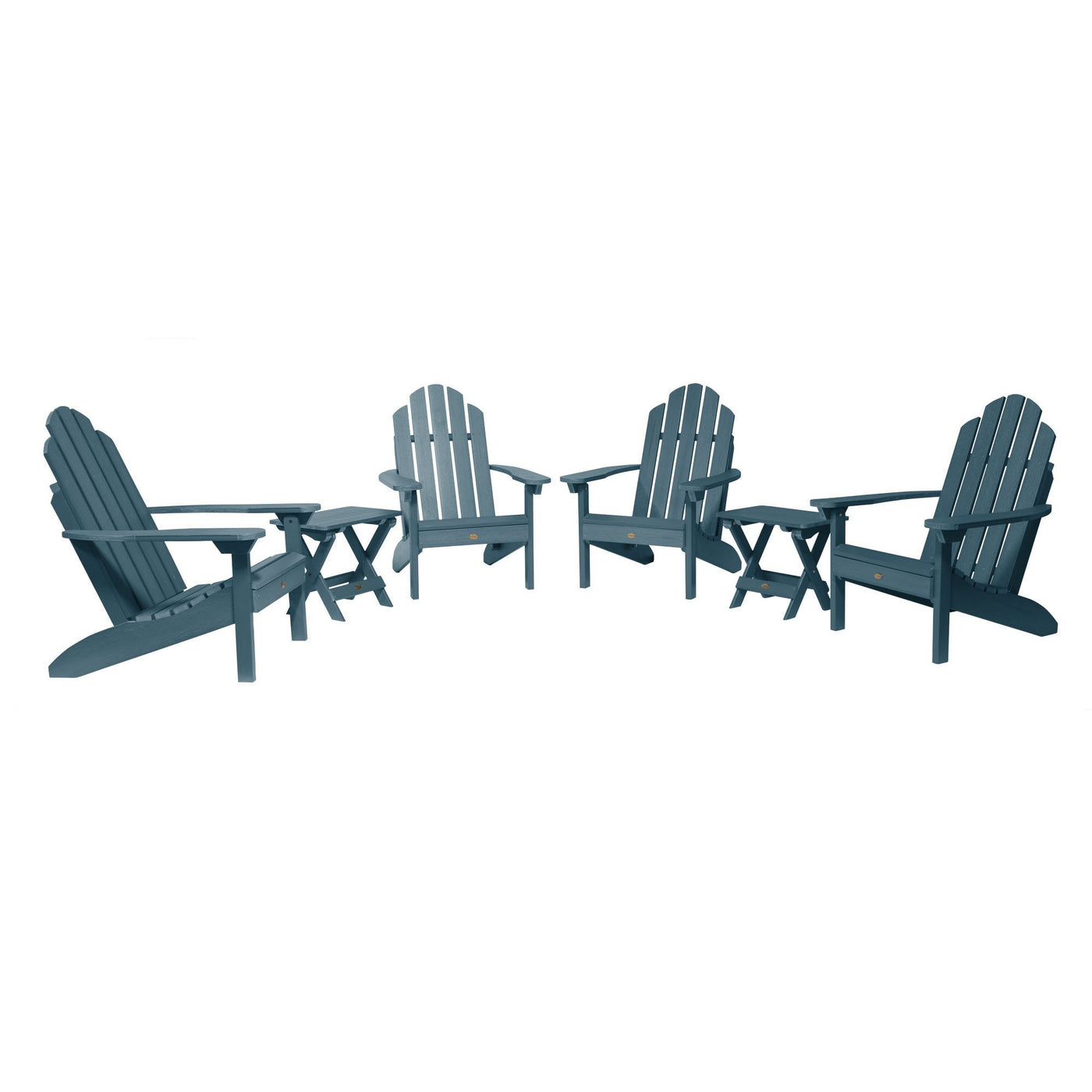 4 Classic Westport Adirondack Chairs with 2 Folding Side Tables Highwood USA Nantucket Blue 