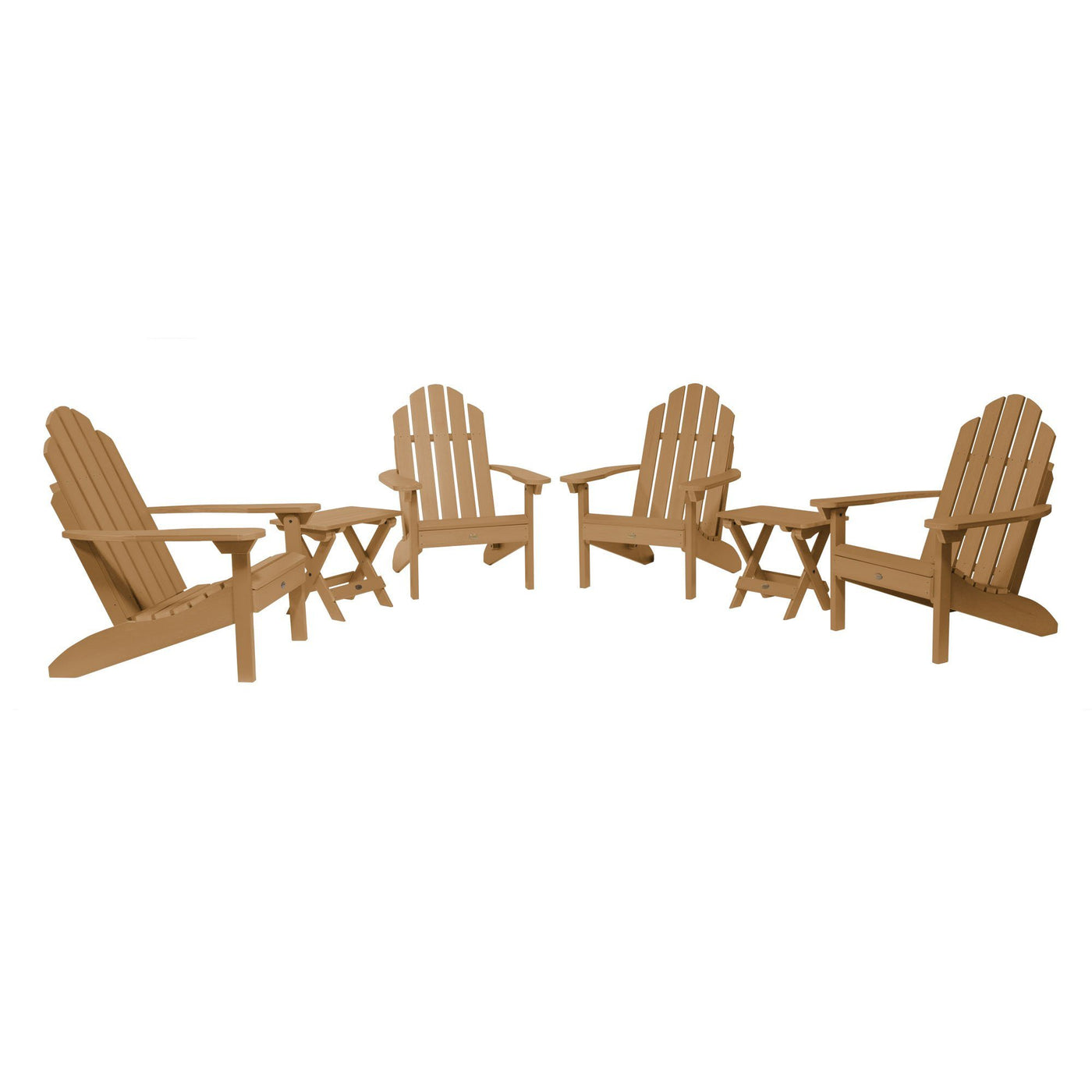 4 Classic Westport Adirondack Chairs with 2 Folding Side Tables Highwood USA Toffee 