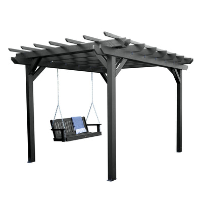 Bodhi 10’ x 10’ DIY Pergola with 4’ Lehigh Porch Swing Highwood USA Black 