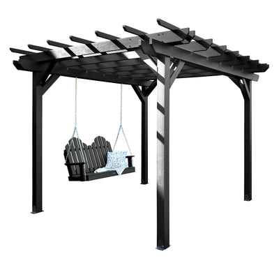 Bodhi 10’ x 12’ DIY Pergola with 4’ Classic Westport Porch Swing Highwood USA Black 