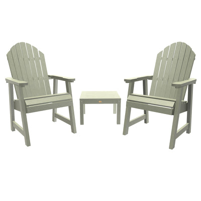 2 Hamilton Deck Chairs with Adirondack Side Table Kitted Sets Highwood USA Eucalyptus 
