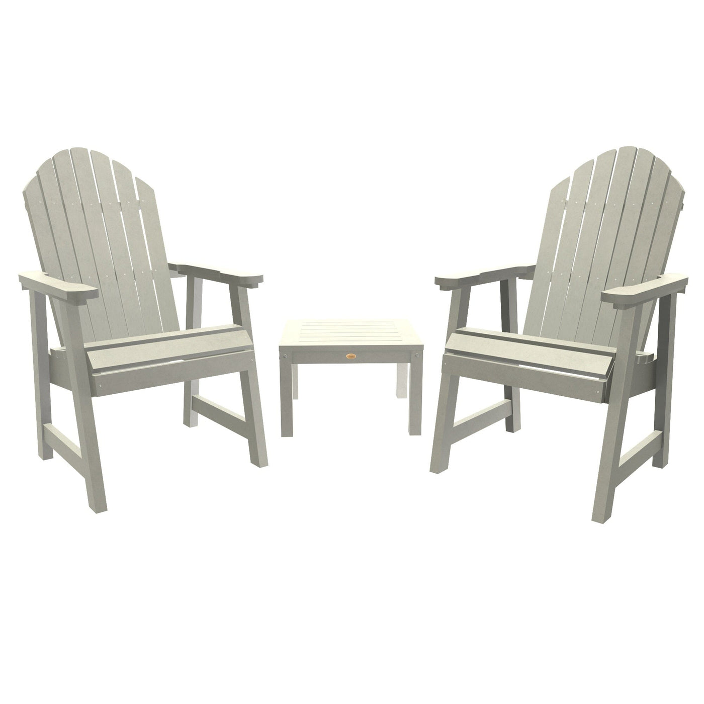 2 Hamilton Deck Chairs with Adirondack Side Table Kitted Sets Highwood USA Harbor Gray 