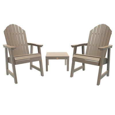 2 Hamilton Deck Chairs with Adirondack Side Table Kitted Sets Highwood USA Woodland Brown 